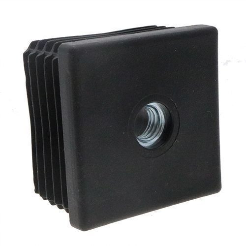 M12 x 50mm x 50mm - Square Threaded Tube Insert - Black - LDPE | Vital Parts
