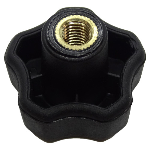 28mm x M6 Polypropylene & TPE Brass Through Threaded Handwheel - 5 Lobed | Vital Parts