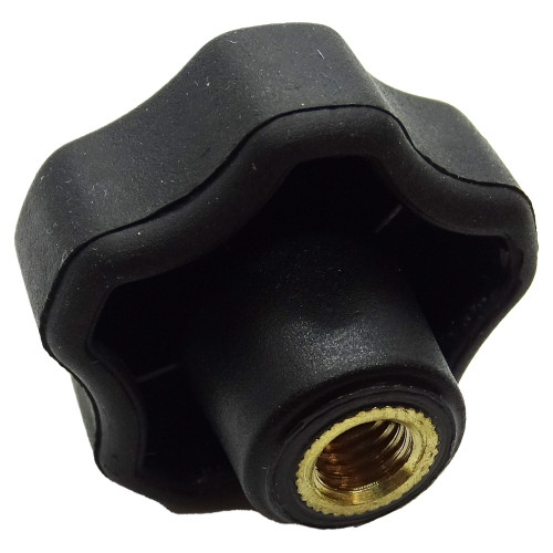 28mm x M6 Polypropylene & TPE Brass Through Threaded Handwheel - 5 Lobed | Vital Parts