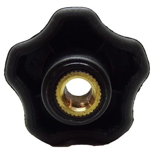 28mm x M6 Polypropylene & TPE Brass Through Threaded Handwheel - 5 Lobed | Vital Parts
