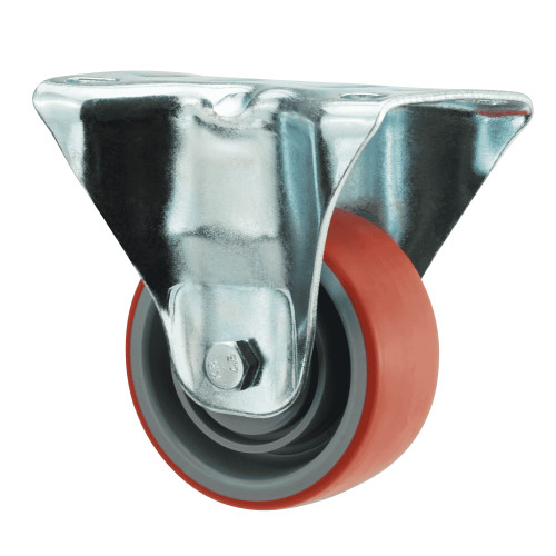 Fixed Plate Red PU Industrial Castor